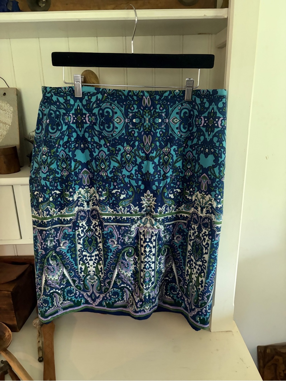 Talbots Blue Paisley Print Womens Skirt